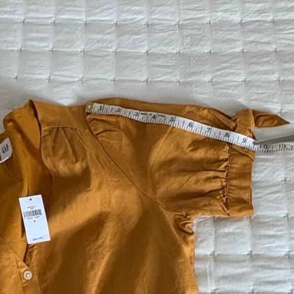 Gap Linen V-Neck Dress Women's S | Desert Sunset Gold, Tie Sleeve | NWT - Picture 16 of 16